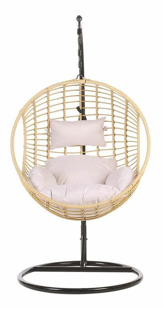 Felakasztható hintafotel állvánnyal APIO (polirattan) (bézs)