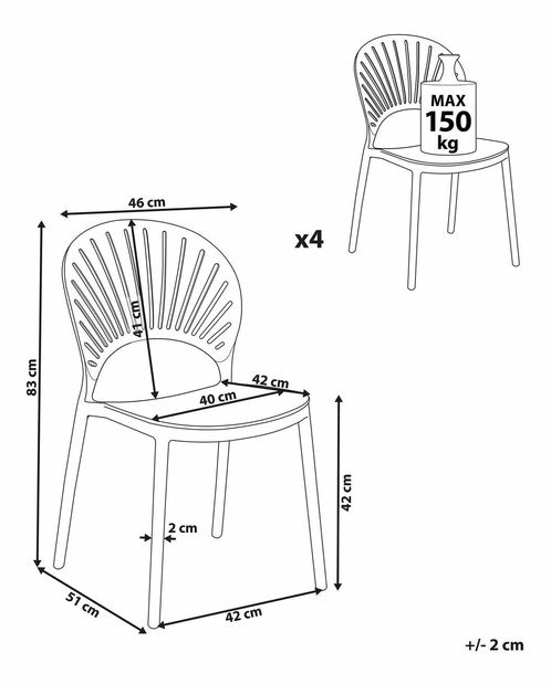 Set 4 buc scaune de sufragerie Ostza (alb)