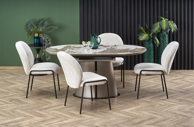 Széthúzható étkezőasztal 160-200 cm Riavey (fekete + cappuccino) (6 8 fő részére)