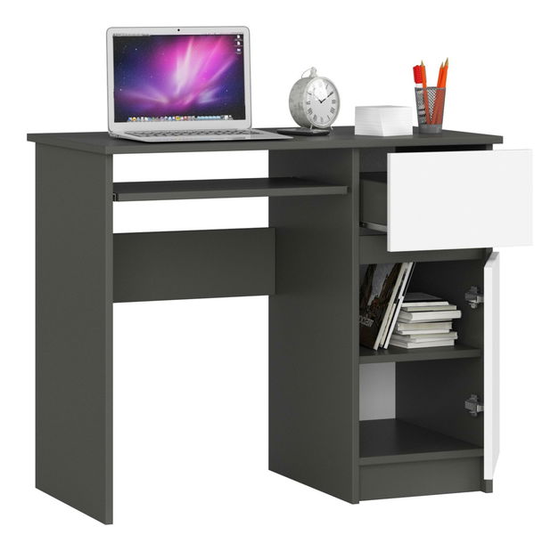 PC stolík Bhaskar (sivá + biela) (P)