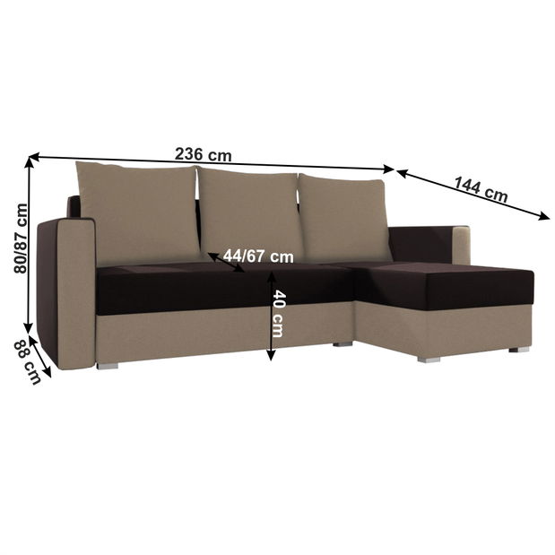 Sarokkanapé Morgatina (barna + bézs) (J)