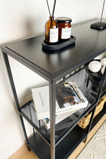 Regal Savoj (crna + staklo)