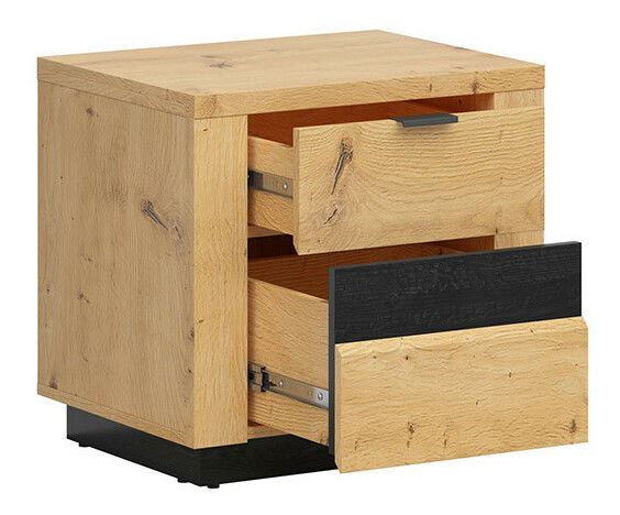Noptieră Ostia KOM2S (Stejar artisan + Stejar negru)