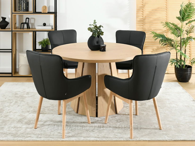 Scaun sufragerie Camisetas (negru + stejar)