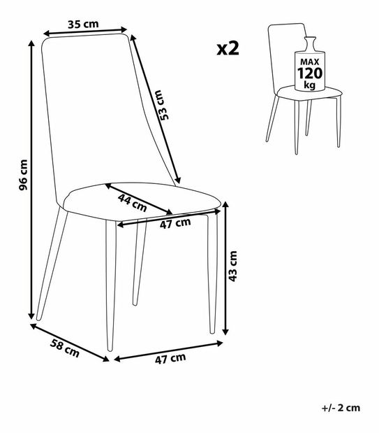 Set 2 kom. Blagovaonskih stolica Clenot 2 (tamno siva)