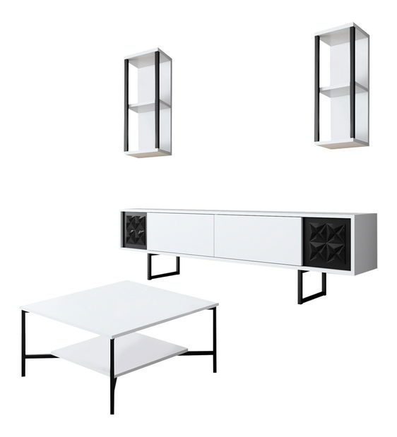 Set mobilier living Buon 2 (alb + negru)