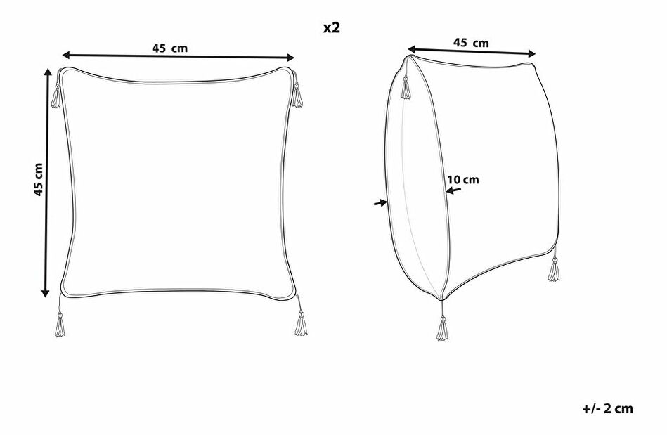 Sada 2 ozdobných vankúšov 45 x 45 cm Dead (béžová)