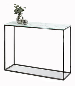 Konzolový stolík Bella Kons (biely mramor + čierna)