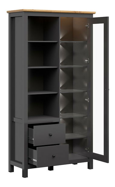 Vitrin Hesen REG1W2S/20/11 (LED világítással) (grafit + artisan tölgy)