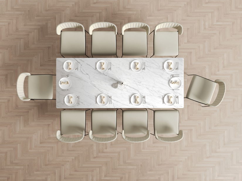 Masă de sufragerie Venda (marmură albă + negru)