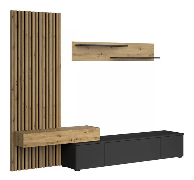 Mobilier living Sewota Plus (Negru + Stejar artisan) 