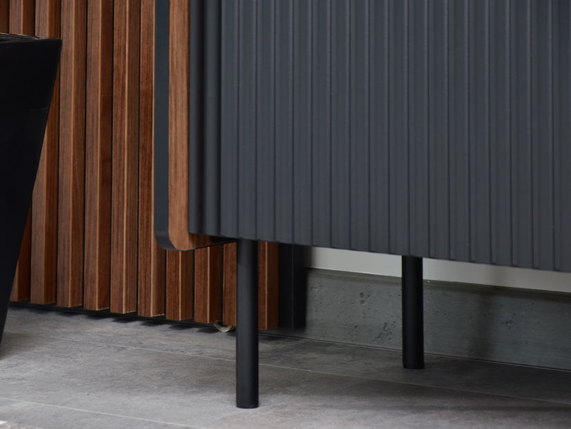 Măsuță TV/Dulap Protegidas P16 (negru) (cu șemineu)