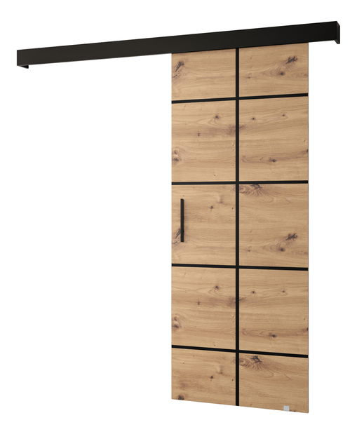 Tolóajtó 90 cm Sharlene III (artisan tölgy + matt fekete + fekete)