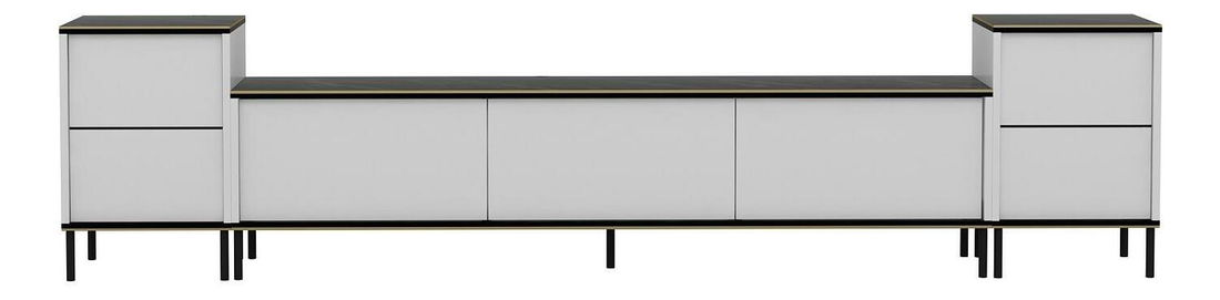 Masă TV/Dulap Iris (Alb + Negru + Auriu)