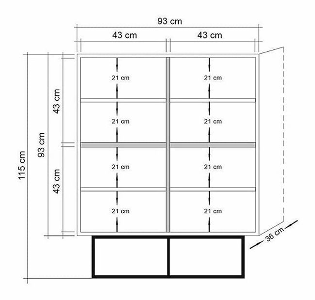Szekrény Quanto Mosaic (atlanti fenyő + fekete + barna)