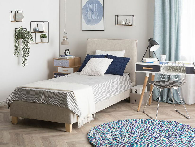 Jednolôžková posteľ 90 cm SANCHEZ (s roštom) (béžová)