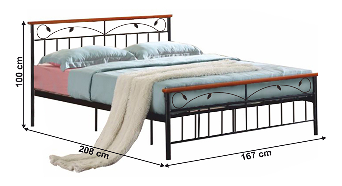Manželská posteľ 160 cm Myles 160 (čierna + čerešňa) (s roštom)
