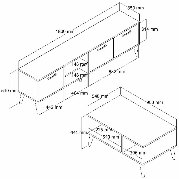 Mobilier living Sakura (Stejar + Alb)