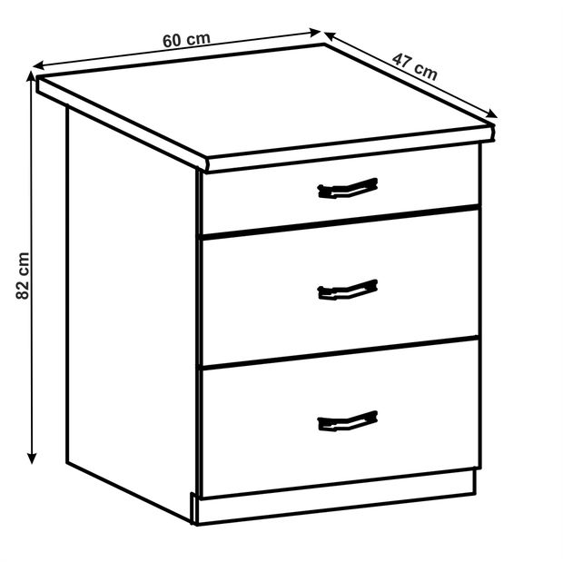 Alsó konyhaszekrény D60S3 Lanaya (fehér + matt szürke)