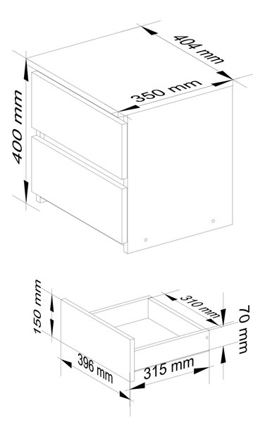 Noćni ormarić Cleania CL2 (wenge + hrast sonoma)