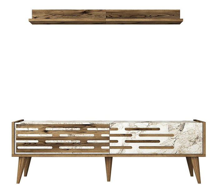 Obývacia stena Valencia (orech + biely mramor)