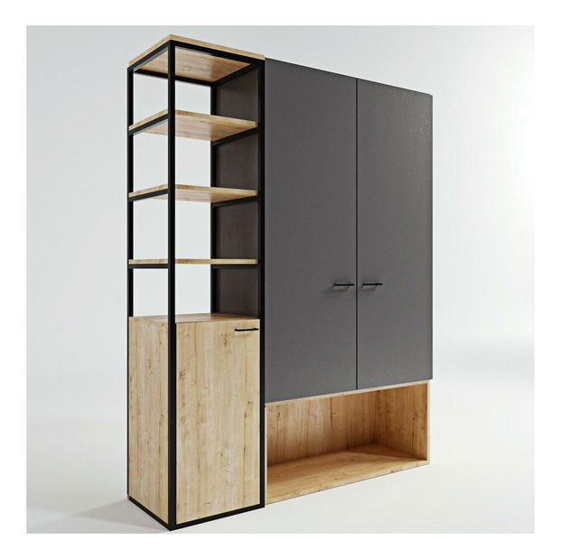 Ormar za garderobu Otis (antracit + hrast)