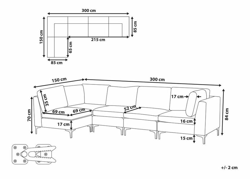 Sarokkanapé Eldridge (párizsi kék) (J)