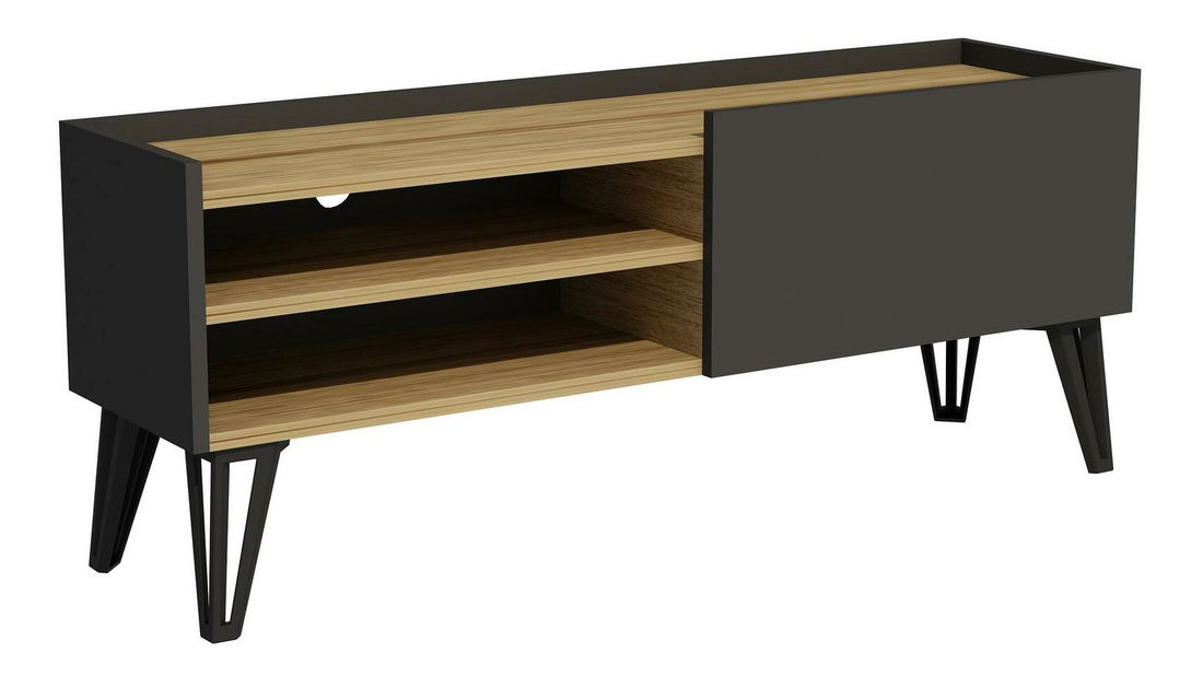 TV asztal/szekrény Mituni (tölgy + antracit) 