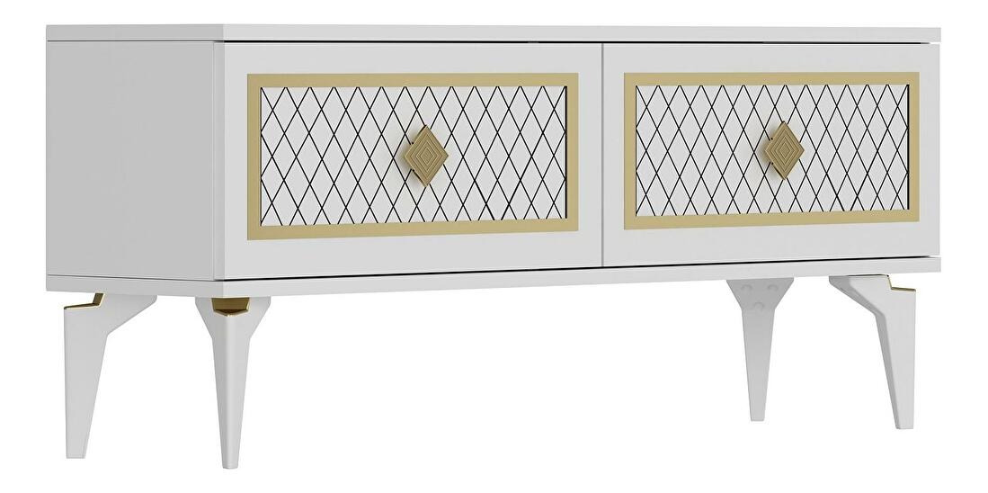 TV asztal/szekrény Mukanu (fehér + arany) 