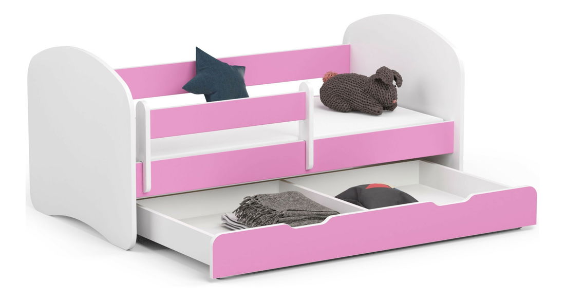 Detská posteľ Pranshi (ružová) (s matracom)