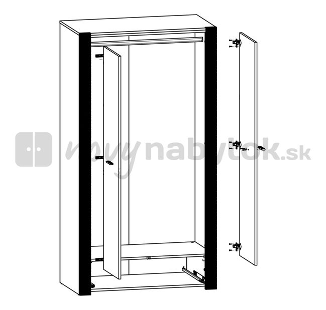 Dulap de haine Raguel SZF2D1S/19/10
