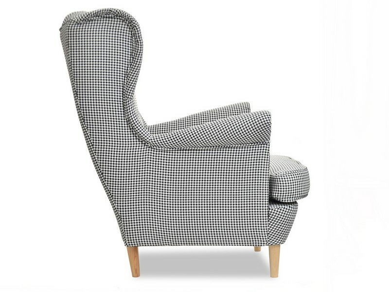 Fotoliu cu urechi Margis (alb negru + nuc)