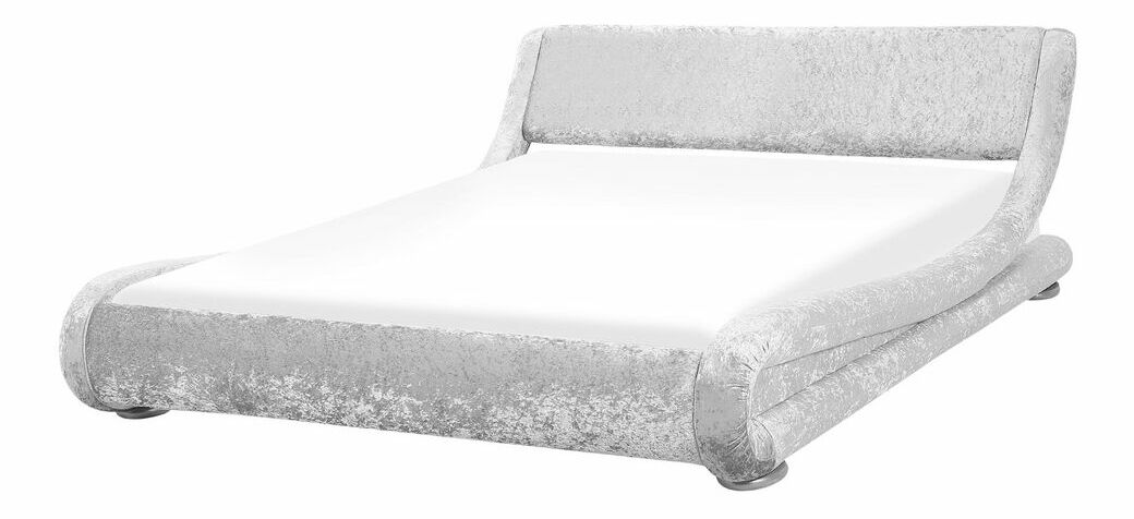 Manželská vodná posteľ 160 cm Anais (zamatová strieborná) (s roštom a matracom)
