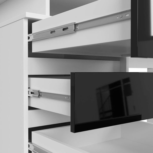 Masă PC Bronte (Alb + negru lucios)