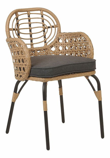 Set 2 buc scaune de grădină Praza (natural + gri)