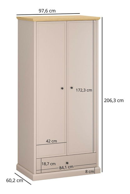 Ormar za garderobu Indices 1 (taupe + kameni hrast) 