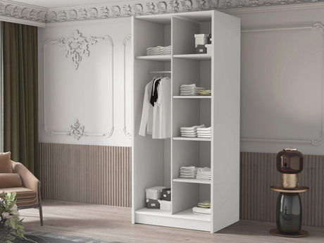 Dulap de haine Smagano II (Alb + auriu) (cu oglindă)