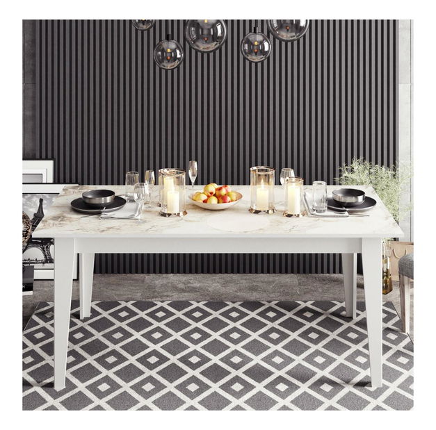 Jedálenský stôl Poppy 5 (pre 8 osôb) (biela) 