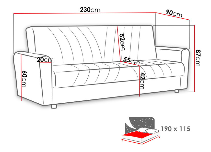 Canapea extensibilă Bamaku (maro) (cu sp. depozitare)