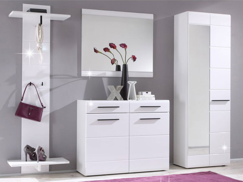 Vešiakový panel Della (biela + lesk biely)