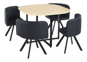 Set masă scaune pentru sufragerie Brianite (pentru 4 persoane) (stejar + negru)