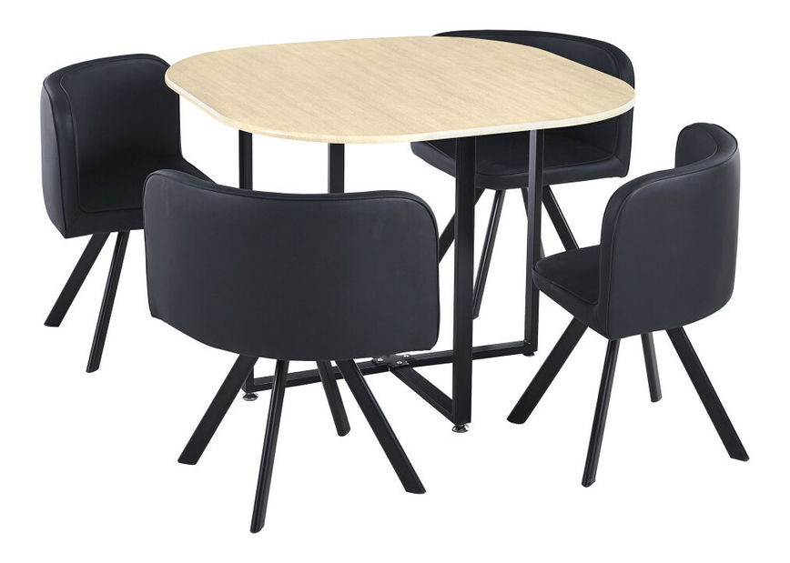 Blagovaonski set Brianite (za 4 osobe) (hrast + crna)