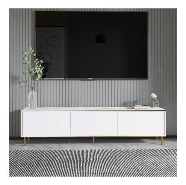 TV stolić/ormarić Mamene 2 (bijela + mramor + zlatna)