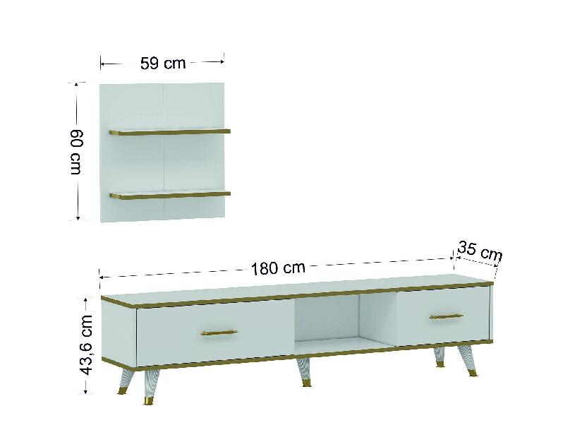 Mobilier living Mevala 2 (alb + auriu) 