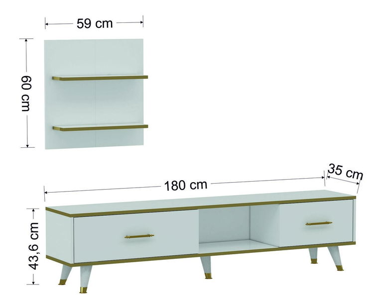 Nappali fal Mevala 2 (fehér + arany) 
