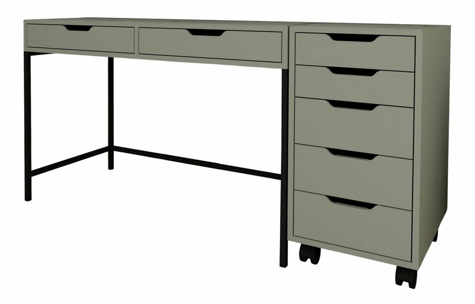 PC stolík s kancelárskym kontajnerom Worky (zelená)