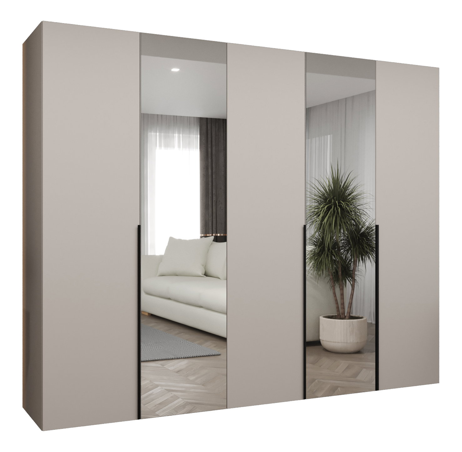 Dulap de haine 250 cm Alice 2 (Cașmir + Negru)