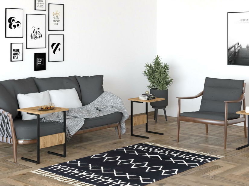 Set 3ks. konferenčných stolíkov Bameni (čierna + oud)