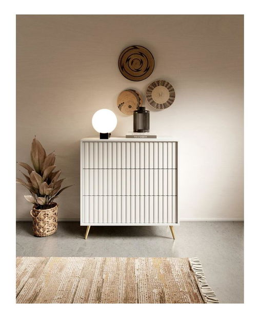 Comodă Biel B6 (alb + auriu)