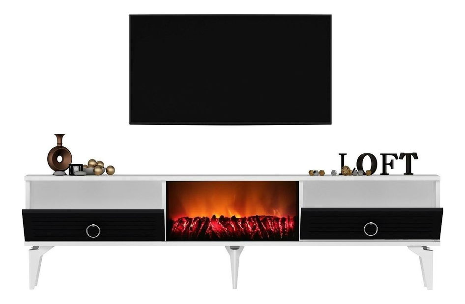 TV stolić/ormarić s kaminom Sulotu 2 (bijela + antracit)